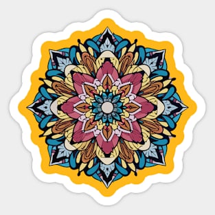 t-shirt design featuring an intricate mandala design with floral elements, detailed illustrations, and vibrant colors2 Sticker